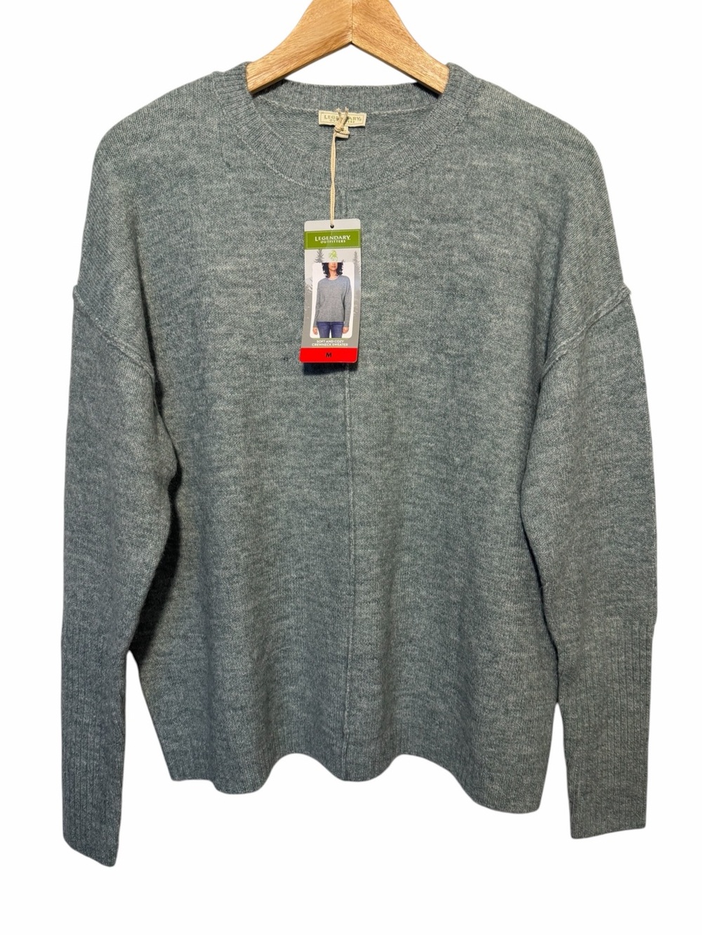 Legendary Outfitters Women Heather Green Crew Long Slv Sweater Sz M Cozy Soft